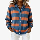Marina – gestreifter Strickcardigan in Blau und Orange