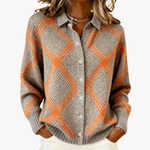 Sofie – Strickjacke mit Rautenmuster in Beige und Orange
