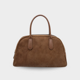 Echte Wildleder Handtasche Damen – Kleine Schultertasche mit Reißverschluss