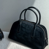 Echte Wildleder Handtasche Damen – Kleine Schultertasche mit Reißverschluss