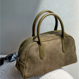 Echte Wildleder Handtasche Damen – Kleine Schultertasche mit Reißverschluss