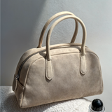 Echte Wildleder Handtasche Damen – Kleine Schultertasche mit Reißverschluss