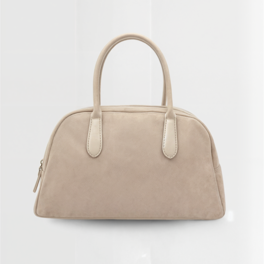 Echte Wildleder Handtasche Damen – Kleine Schultertasche mit Reißverschluss