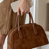 Echte Wildleder Handtasche Damen – Kleine Schultertasche mit Reißverschluss