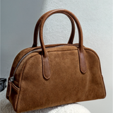 Echte Wildleder Handtasche Damen – Kleine Schultertasche mit Reißverschluss