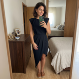 Sonja | Asymmetrisches Kleid mit strukturierten Schultern