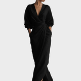 Marta | Maxikleid aus Leinen mit V-Ausschnitt