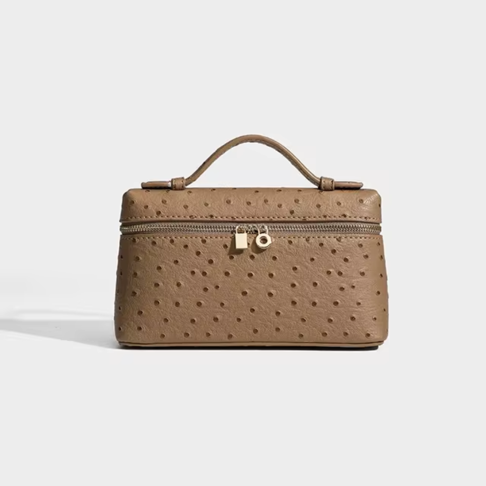 Sling Clutch Handtasche Damen – Vegane Clutch Tasche mit Straußenprägung