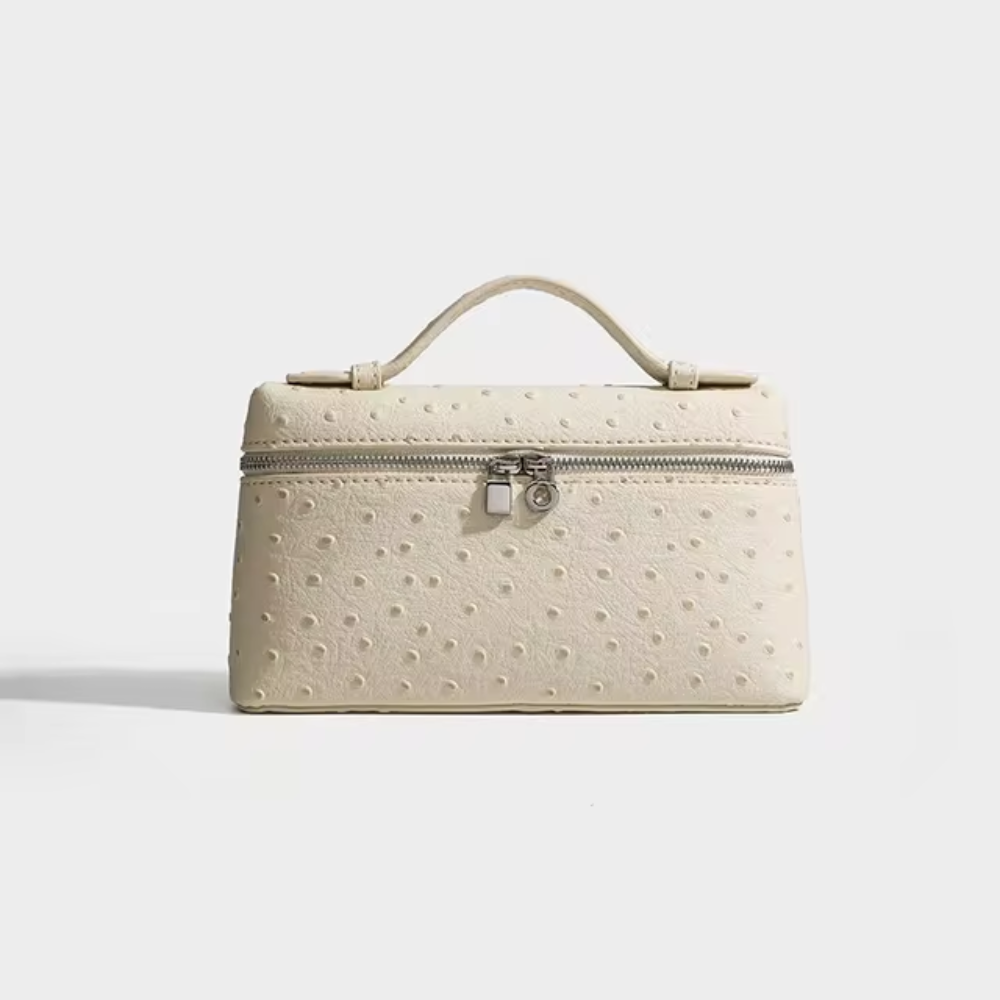 Sling Clutch Handtasche Damen – Vegane Clutch Tasche mit Straußenprägung