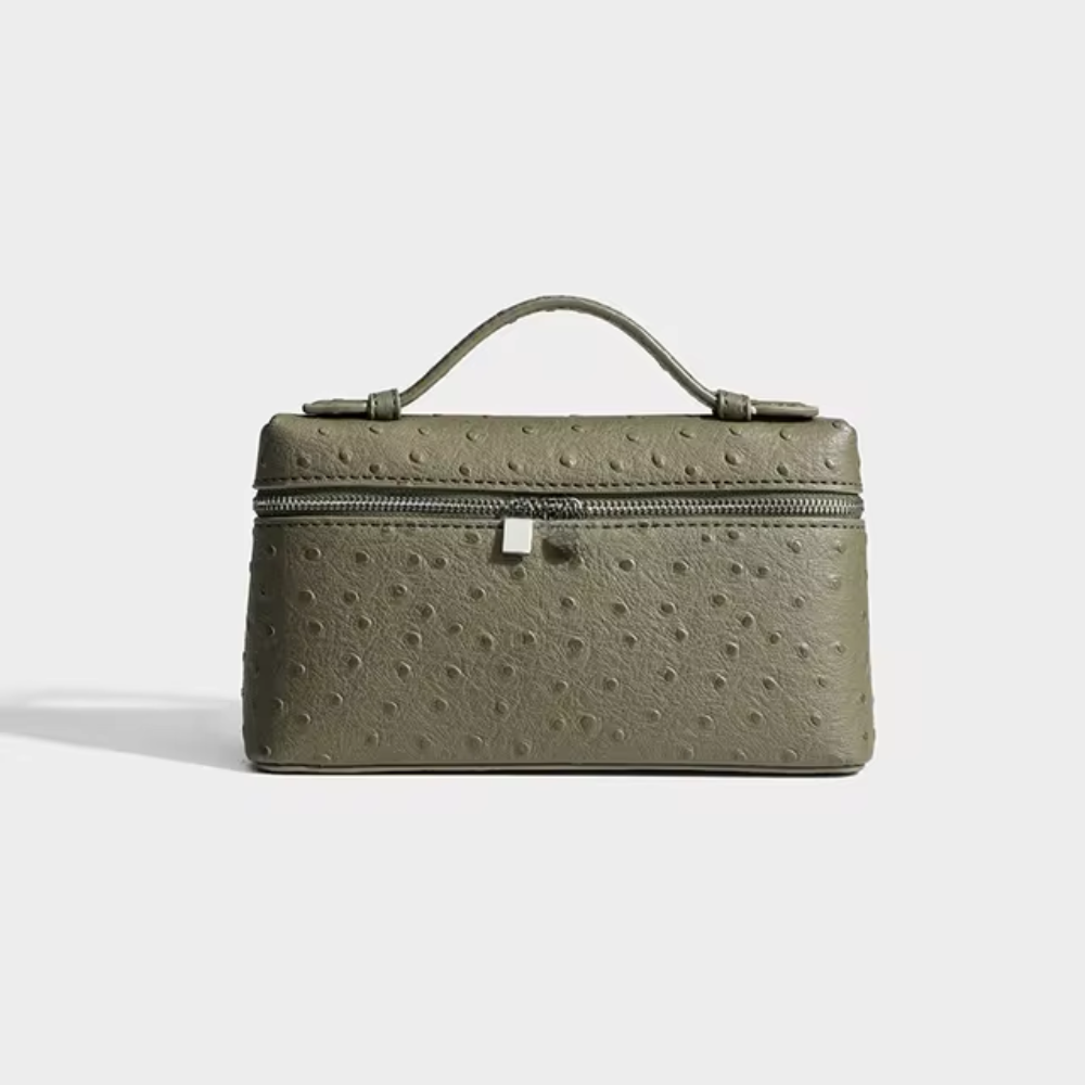 Sling Clutch Handtasche Damen – Vegane Clutch Tasche mit Straußenprägung