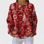 Karla – roter Weihnachtspullover mit nordischem Muster