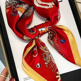 Lene - Seidenschal in Rot und Gold, 68 × 68 cm