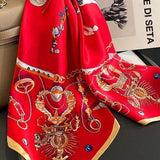 Lene - Seidenschal in Rot und Gold, 68 × 68 cm