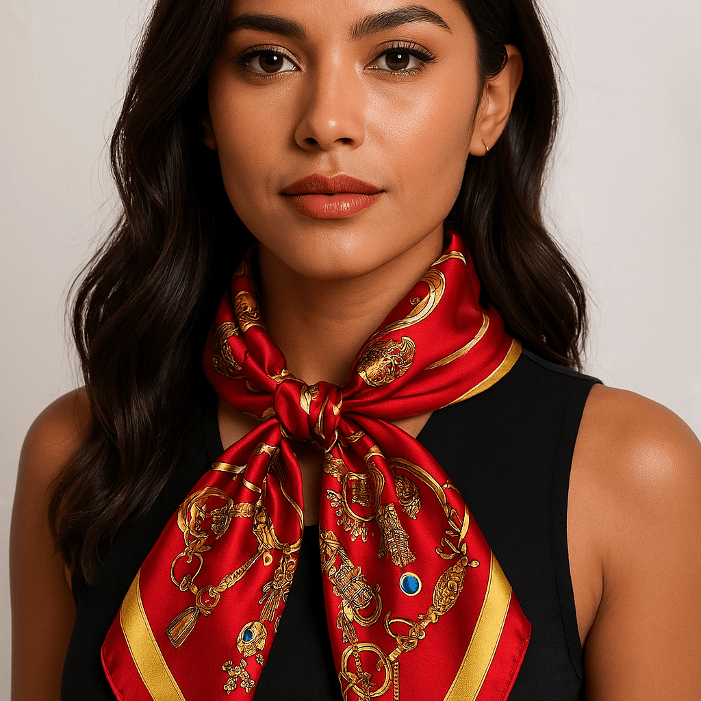 Lene – Seidenschal in Rot und Gold