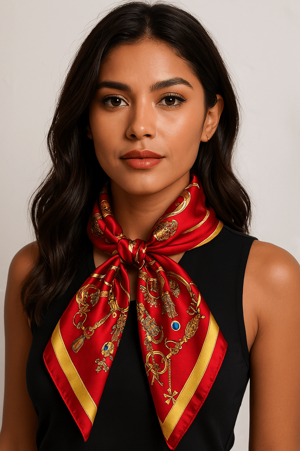 Lene – Seidenschal in Rot und Gold