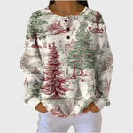 Louna – cremefarbener Pullover mit Winterwald-Motiv