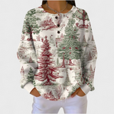 Louna – cremefarbener Pullover mit Winterwald-Motiv