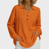 Laura - Oranger Pullover mit Polo-Kragen
