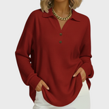 Laura - Oranger Pullover mit Polo-Kragen