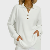 Laura - Oranger Pullover mit Polo-Kragen