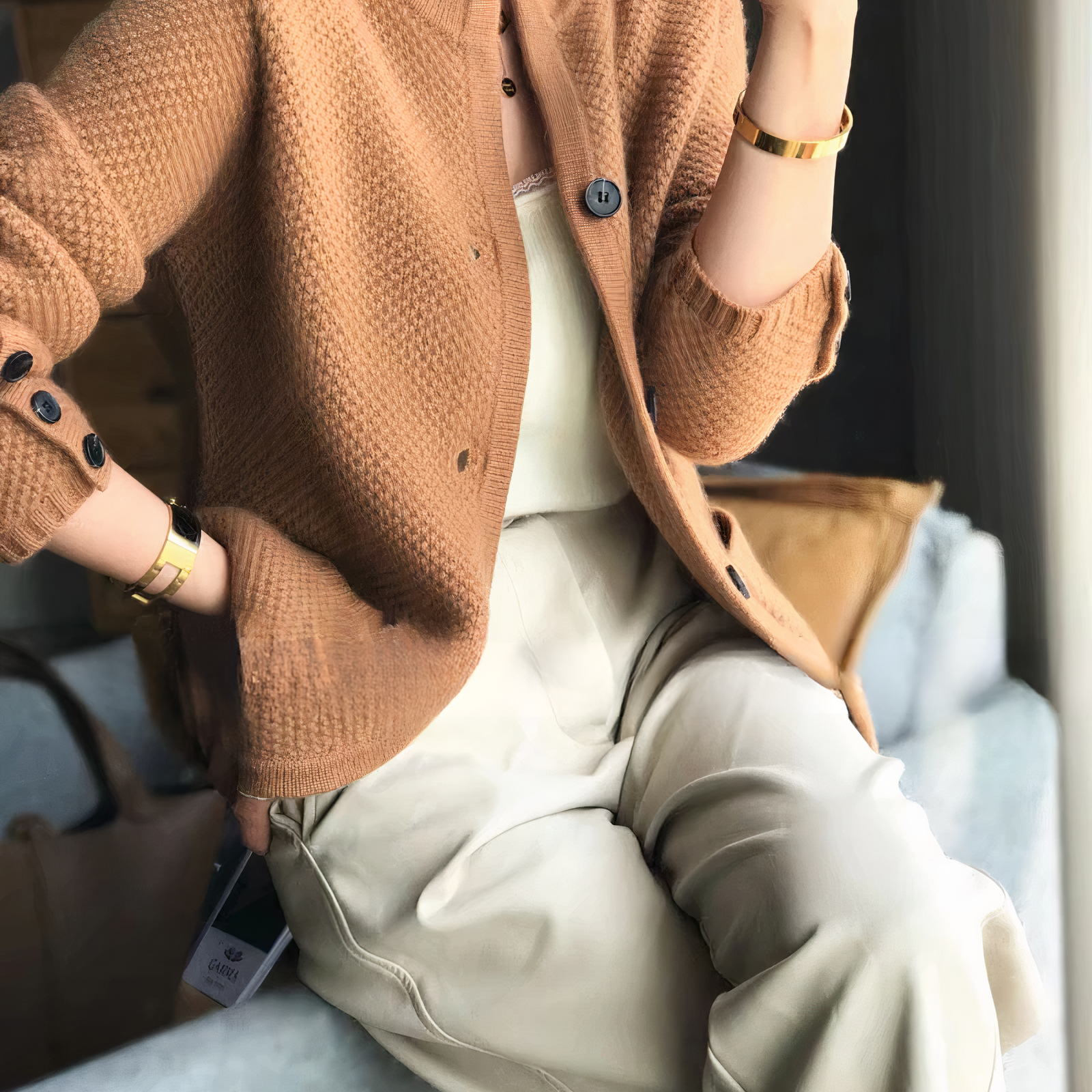 Maike Weste in Beige, Kamel und Grau, weitere Ansicht – Elara München