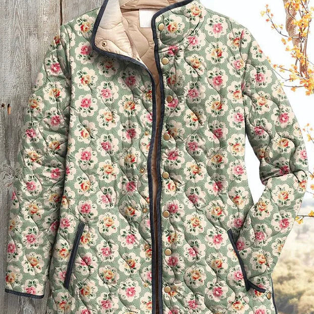 Maja Steppjacke mit Streublumen auf Creme, weitere Ansicht – Elara München