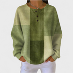 Nora – olivgrüner Pullover mit Colour-Block