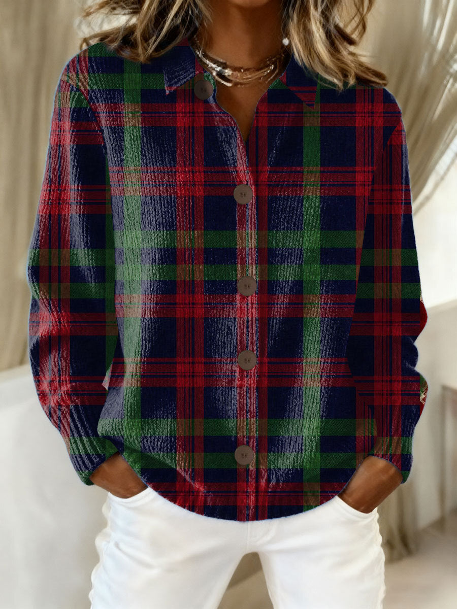 Julia – karierter Strickcardigan in kräftigen Farben