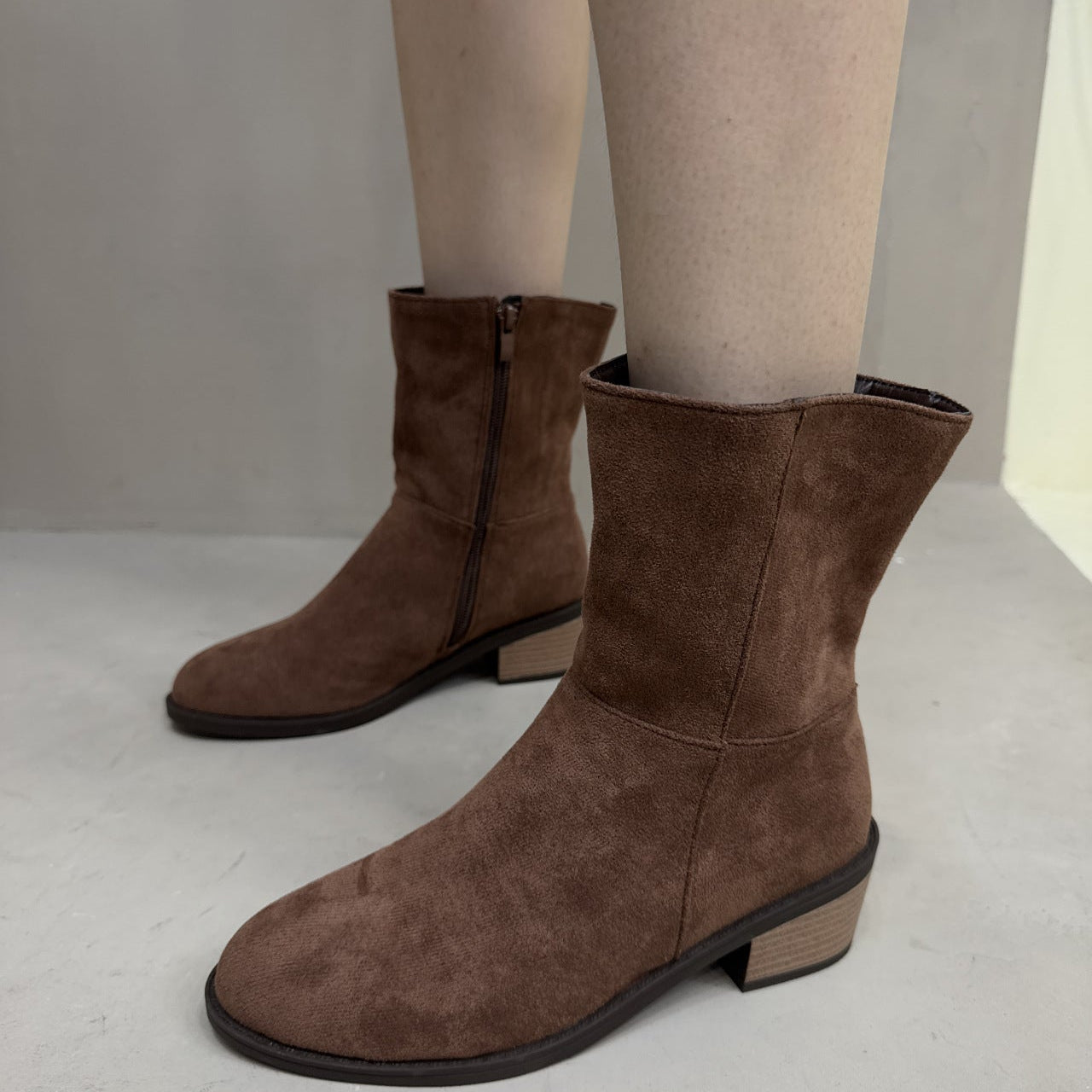 Gunda | Stiefelette mit Blockabsatz in Khaki