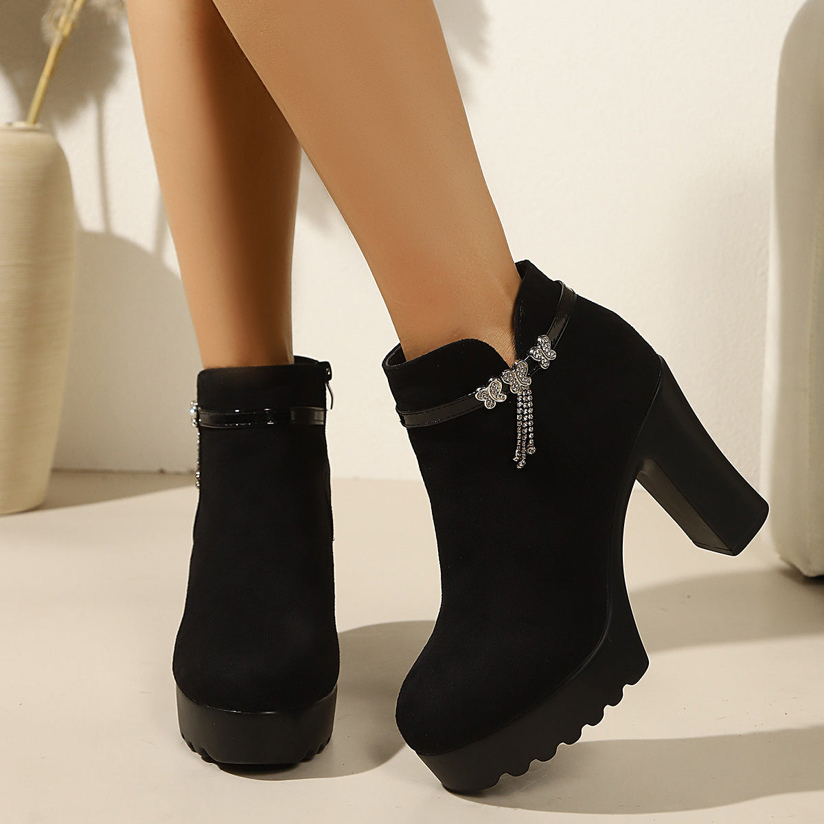 Gundula | Stiefelette mit Glitzer-Detail