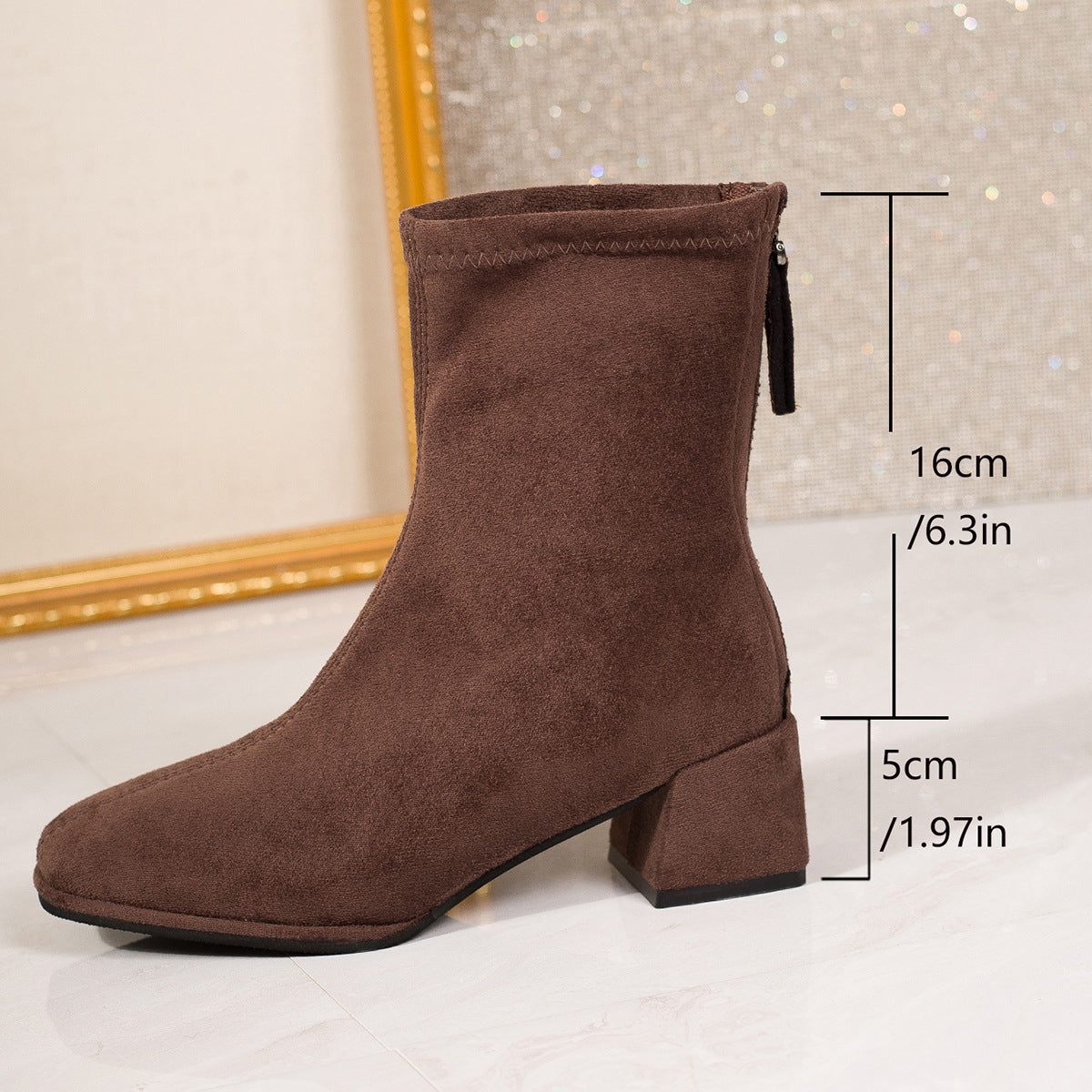 Editha | Stiefelette mit Blockabsatz in Braun