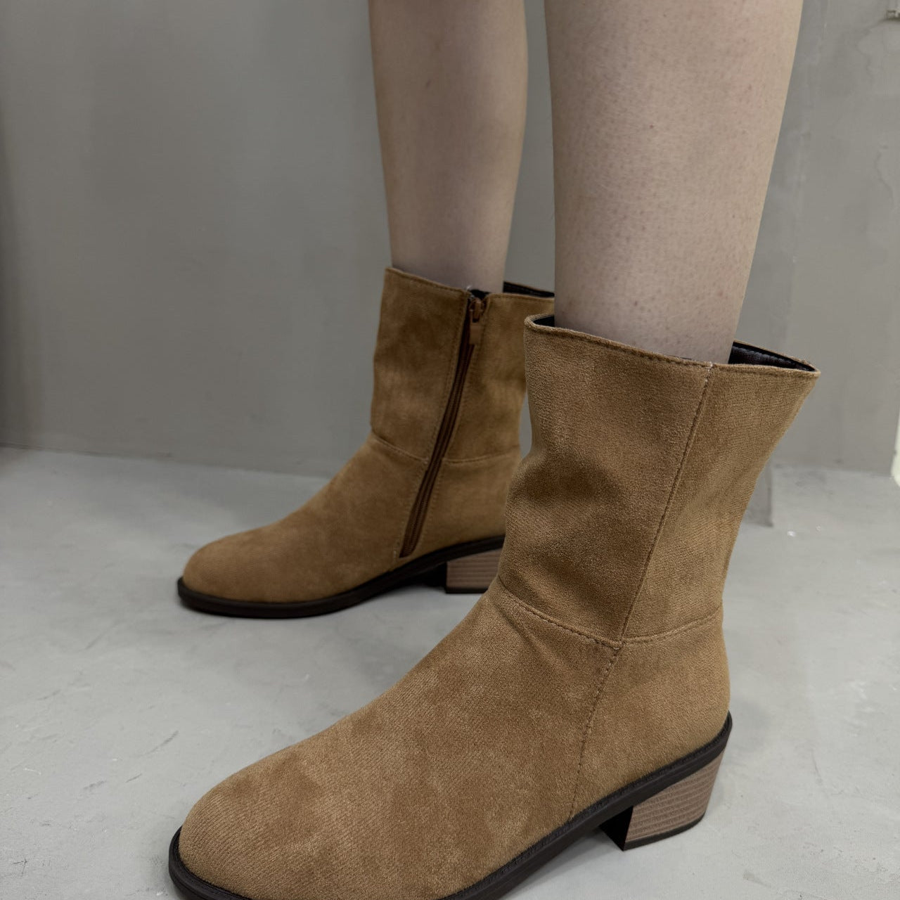 Gunda | Stiefelette mit Blockabsatz in Khaki