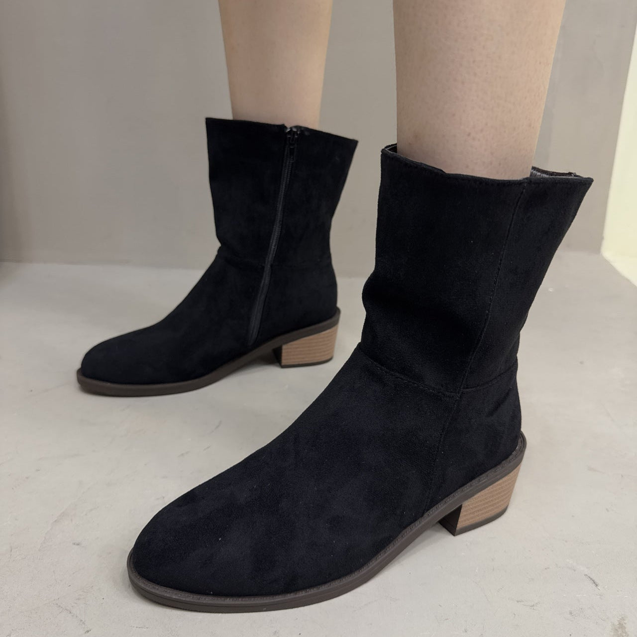 Gunda | Stiefelette mit Blockabsatz in Khaki