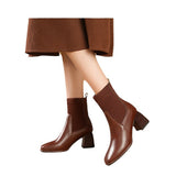 Ingeborg | Chunky Stiefelette mit Strick-Einsatz