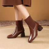 Ingeborg | Chunky Stiefelette mit Strick-Einsatz