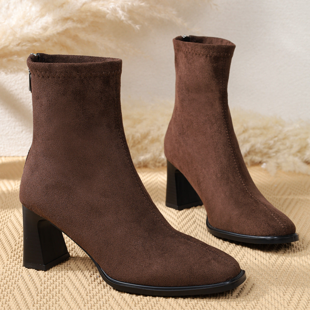 Hermine | Wildleder-Stiefelette in Kaffeebraun
