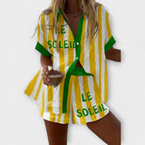 Susanne | Sommer-Set aus gestreiftem Leinen
