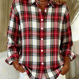 Laura – klassischer Karo-Strickcardigan in Rot und Weiß