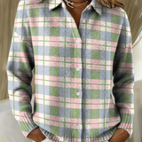 Karla – karierter Strickcardigan in Pastelltönen