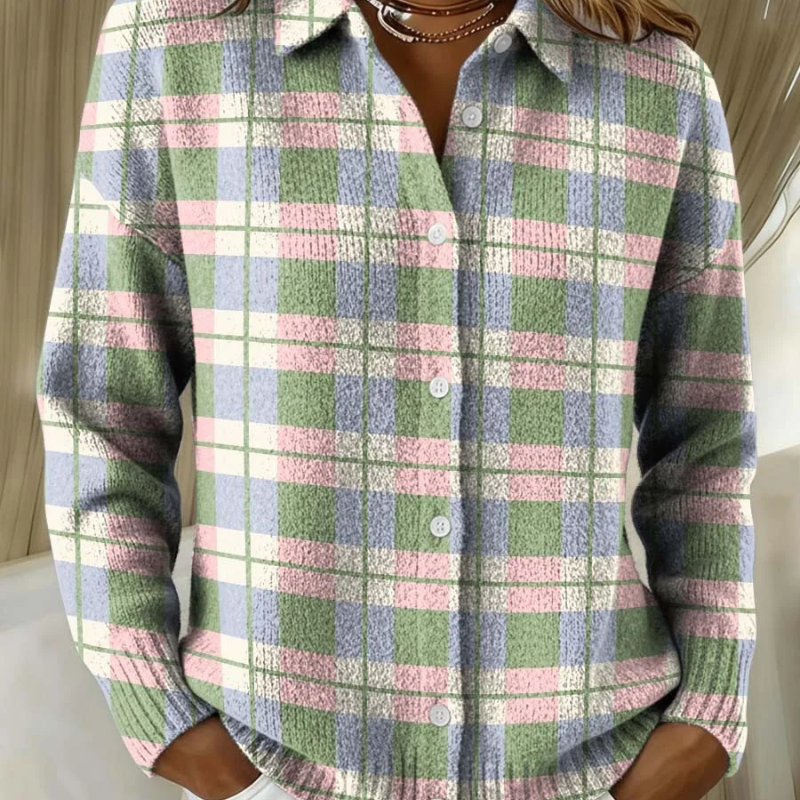Karla – karierter Strickcardigan in Pastelltönen