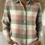 Nora – weicher Karo-Strickcardigan, mehrfarbig