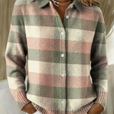 Nora – weicher Karo-Strickcardigan, mehrfarbig