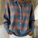 Sieglinde – Karo-Hemdjacke in kräftigem Blau und Rostorange – Elara München