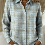 Annelie – weicher Karo-Strickcardigan in Blau
