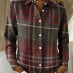 Karin – karierter Strickcardigan in Bordeaux und Grün