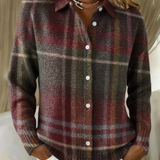 Karin – karierter Strickcardigan in Bordeaux und Grün