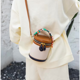 Bucket Bag Damen Kunstleder – Zylinderform mit Schalgriff