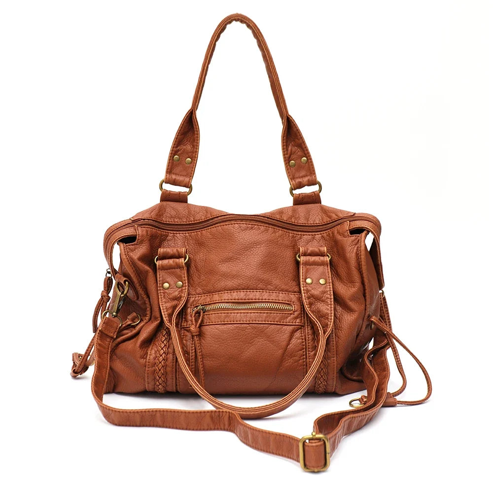 Vintage Vegan Schultertasche – Elegante Damen Crossbody Bag aus Eco-Leder