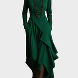 Teresa - Asymmetrisches Maxikleid aus Strick mit Rollkragen
