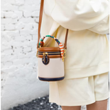 Bucket Bag Damen Kunstleder – Zylinderform mit Schalgriff